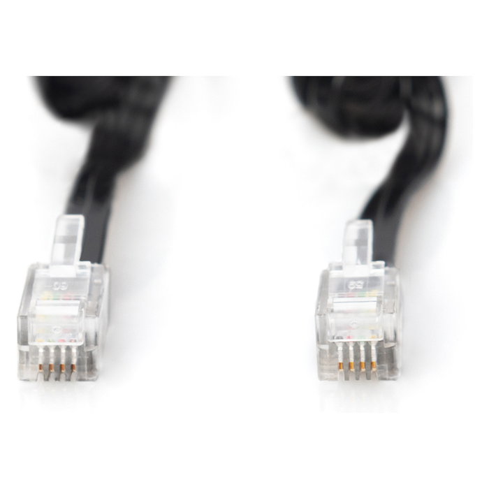 Digitus UAE Cable Modulo Espiral de 2 m, RJ10 a RJ10 Macho, Negro