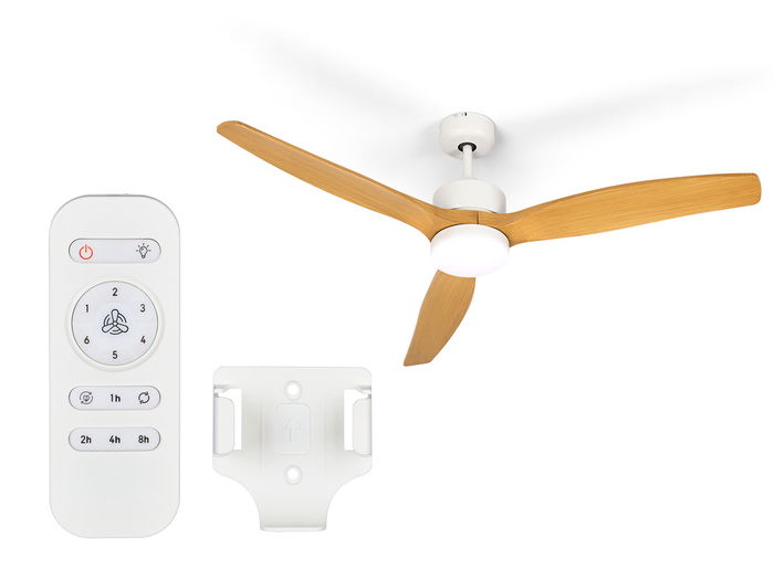 Argon Ventilador de Techo con Luz 3 Aspas Efecto Madera 40W Blanco y Madera 116x45x116 cm