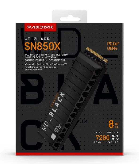 SanDisk WD_BLACK SN850X NVMe 8 TB M.2 PCI Express 4.0 SanDisk WD_BLACK SN850X NVMe 8 TB M.2 PCI Express 4.0