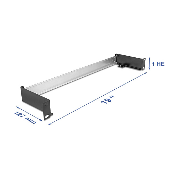 DeLOCK Panel de Carril DIN 1U Horizontal o Vertical 19 Pulgadas (48.3 cm) Metal Negro, Ref. 67283