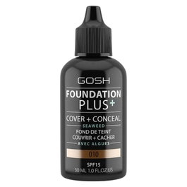 Foundation Plus+, Cover & Conceal, Base líquida, 010, Bronceado, SPF15, 30 ml