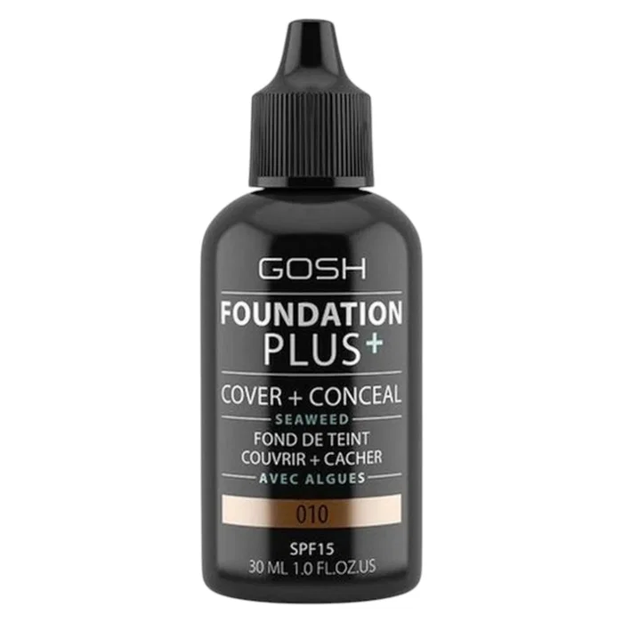 Gosh Foundation Plus+, Cover & Conceal Base líquida 010 Bronceado SPF15 Gosh Foundation Plus+, Cover & Conceal Base líquida 010 Bronceado SPF15