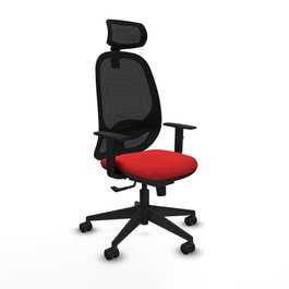 PIQUERAS Y CRESPO Silla de oficina Cilanco con mecanismo Sincro, Rojo y Negro