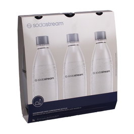 SodaStream Pack de 3 Botellas PET de 1L, Negro/Blanco