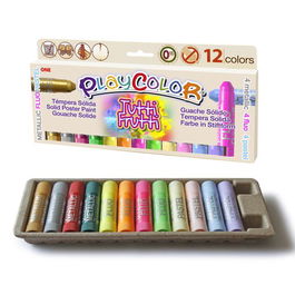 Tempera Instant Solida Playcolor One 5Gr. Tutti Frutti Pack De 12 (4X Metallic + 4X Fluo + 4X Pastel)