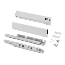 Emuca Cajón exterior Vertex con regulación 3D de altura 93mm, 40kg, profundidad 400mm, Acero, Pintado blanco