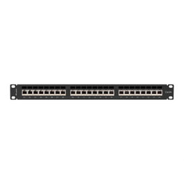 Lanberg PPSA-1024-B Patch Panel 24 Puertos Rack 1U, Categoría 6a (Cat6a) FTP para Montaje en Bastidor, Negro