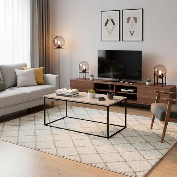 Max Home Mesa de Centro 90x48x40 cm Hierro y MDF