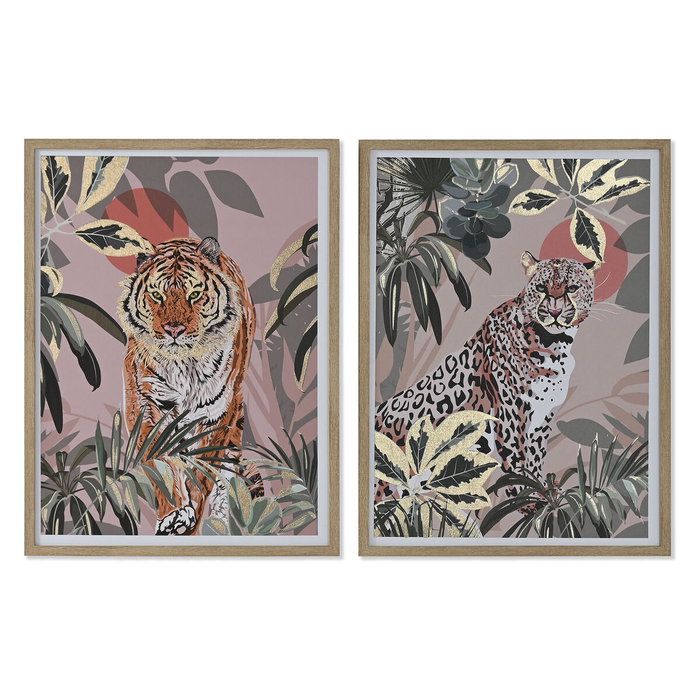 DKD Home Decor Set de 2 Cuadros Lienzo Selva Dorado 45x60 cm DKD Home Decor Set de 2 Cuadros Lienzo Selva Dorado 45x60 cm