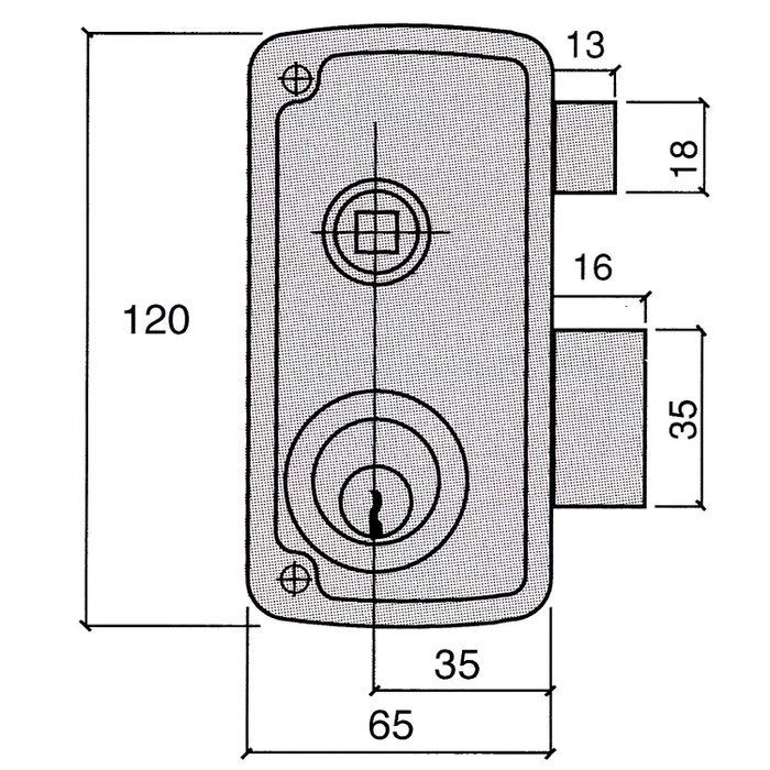 UCEM Cerradura de sobreponer 4056-B HB 60 (65) Derecha