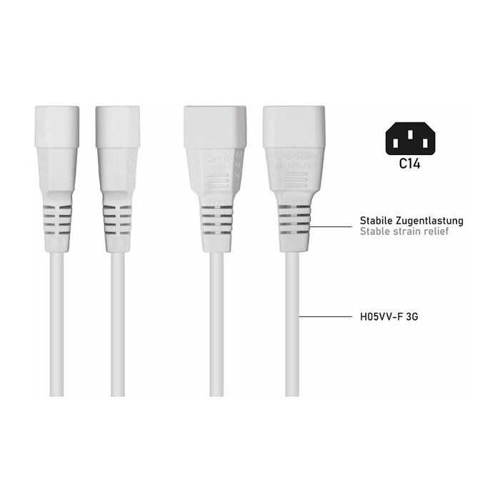 Kabelmeister Extensión de cable C14 a C13 blanco 0,5m