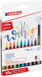 Rotulador Fibra Edding 1340 Brushpen Glitter Surtido Estuche De 10