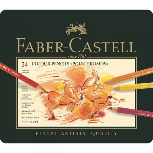 FABER-CASTELL Lápices de Colores Polychromos con Estuche de Metal, 24 unidades