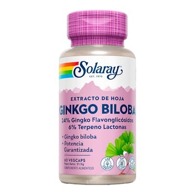 Solaray Ginkgo Biloba 60 mg, 60 cápsulas vegetales Solaray Ginkgo Biloba 60 mg, 60 cápsulas vegetales