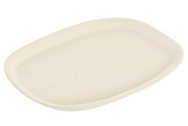 DKD Home Decor Bandeja de Cerámica Blanca Tropical Palm 28x20x2,5 cm