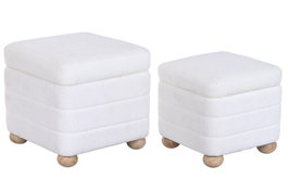 DKD Home Decor Set de 2 Reposapiés con Almacenaje Interior, Crudo y Marrón