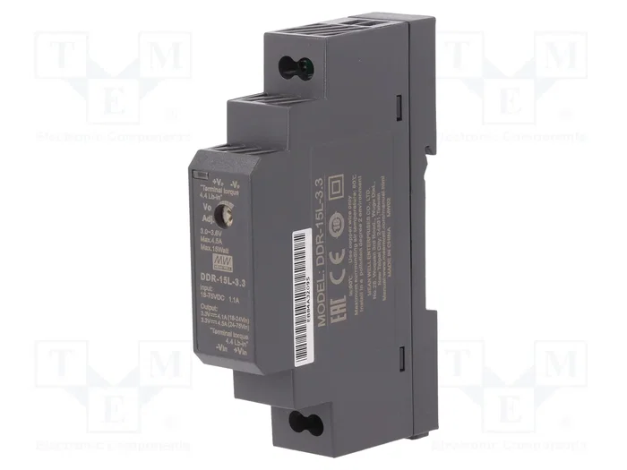 MEAN WELL DDR-15L-3.3 Convertidor DC/DC 15W 3,3V 4,5A MEAN WELL DDR-15L-3.3 Convertidor DC/DC 15W 3,3V 4,5A
