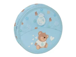 SAFTA Plumier Escolar Redondo 18 Piezas Real Madrid Azul, Una Cremallera, 210x35 mm