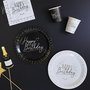 Party Time Juego de 6 Platos de Cartón para Cumpleaños Party Time Blanco y Negro 23 cm