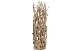 DKD Home Decor Lámpara Sobremesa Cottage Marrón Madera Paulownia 20 x 75 x 20 cm