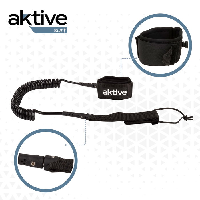 Aktive Surf Leash de paddle surf espiral negro