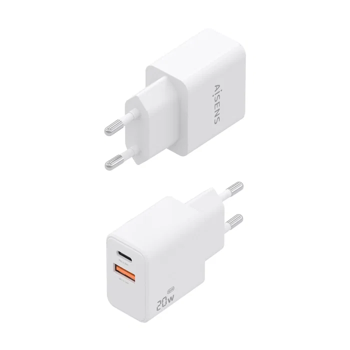 Aisens Cargador GaN 20W USB-C PD3.0 y USB-A QC3.0 Blanco
