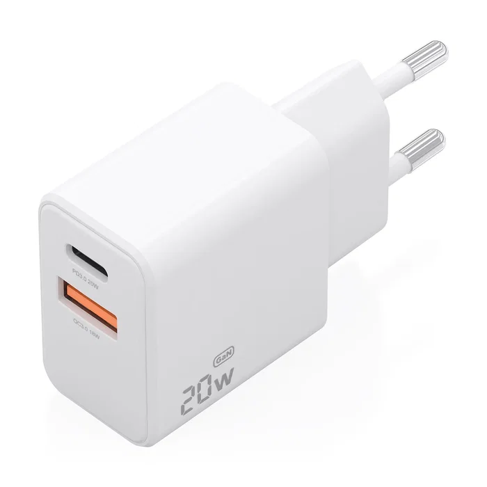 Aisens Cargador GaN 20W USB-C PD3.0 y USB-A QC3.0 Blanco
