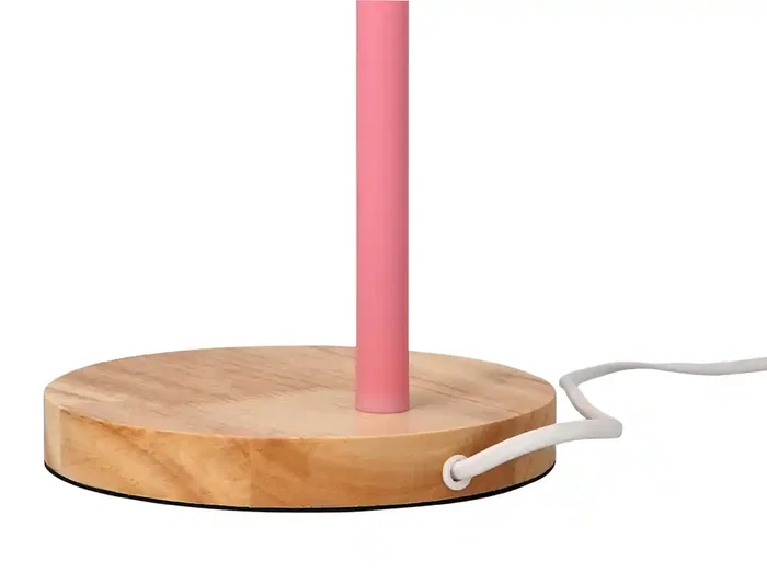 Q-Connect Orion - Lámpara de escritorio metálica con detalles de madera, brazo flexible, 40W máximo, color rosa