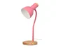 Q-Connect Orion - Lámpara de escritorio metálica con detalles de madera, brazo flexible, 40W máximo, color rosa