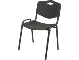 Piqueras y Crespo Silla Apilable 810x480mmx420 mm Negra Estructura Metal Asiento Respaldo PVC Ergonomica