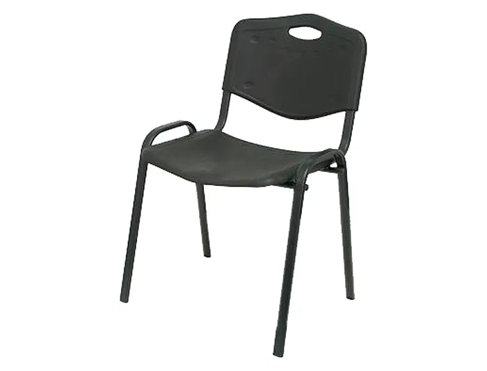Piqueras y Crespo Silla Apilable 810x480mmx420 mm Negra Estructura Metal Asiento Respaldo PVC Ergonomica