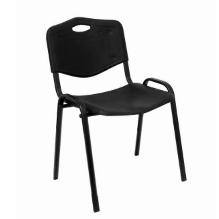 Piqueras y crespo Silla apilable ergonómica con asiento y respaldo de PVC en negro