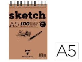Clairefontaine Bloc de dibujo espiral croquis Din A5 microperforado 100 hojas blancas 90 g