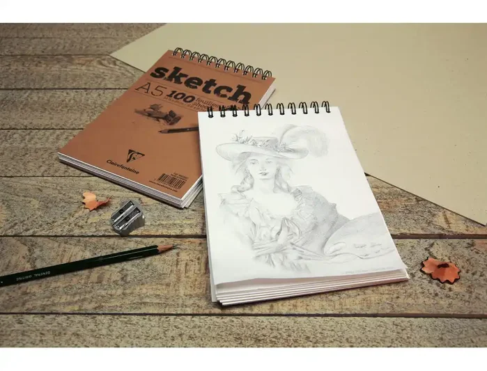 Clairefontaine Bloc de dibujo espiral croquis Din A5 microperforado 100 hojas blancas 90 g