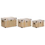 DKD Home Decor Baúl Tradicional Natural 54 x 35.5 x 35 cm Set 3 Piezas Poliéster Madera