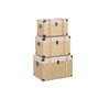 DKD Home Decor Baúl Tradicional Natural 54 x 35.5 x 35 cm Set 3 Piezas Poliéster Madera