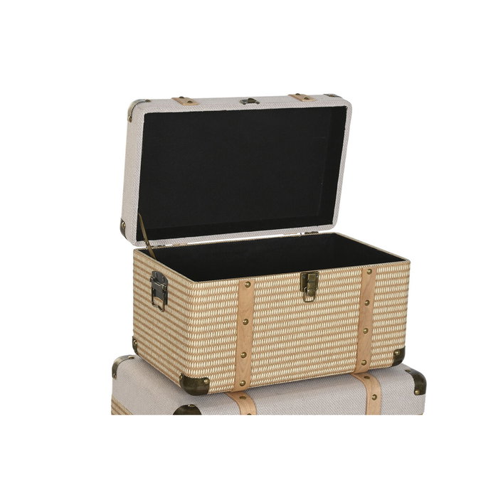DKD Home Decor Baúl Tradicional Natural 54 x 35.5 x 35 cm Set 3 Piezas Poliéster Madera DKD Home Decor Baúl Tradicional Natural 54 x 35.5 x 35 cm Set 3 Piezas Poliéster Madera