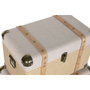 DKD Home Decor Baúl Tradicional Natural 54 x 35.5 x 35 cm Set 3 Piezas Poliéster Madera