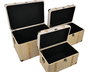 DKD Home Decor Baúl Tradicional Natural 54 x 35.5 x 35 cm Set 3 Piezas Poliéster Madera
