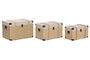 DKD Home Decor Baúl Tradicional Natural 54 x 35.5 x 35 cm Set 3 Piezas Poliéster Madera