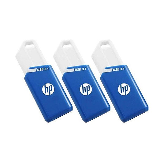 HP X755W Pack de 3 Memorias USB de 128 GB, Azul y Blanco