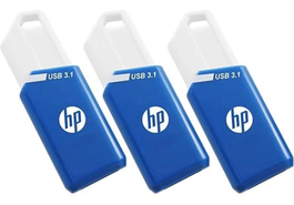 HP X755W Pack de 3 Memorias USB 128 GB Azul, Blanco