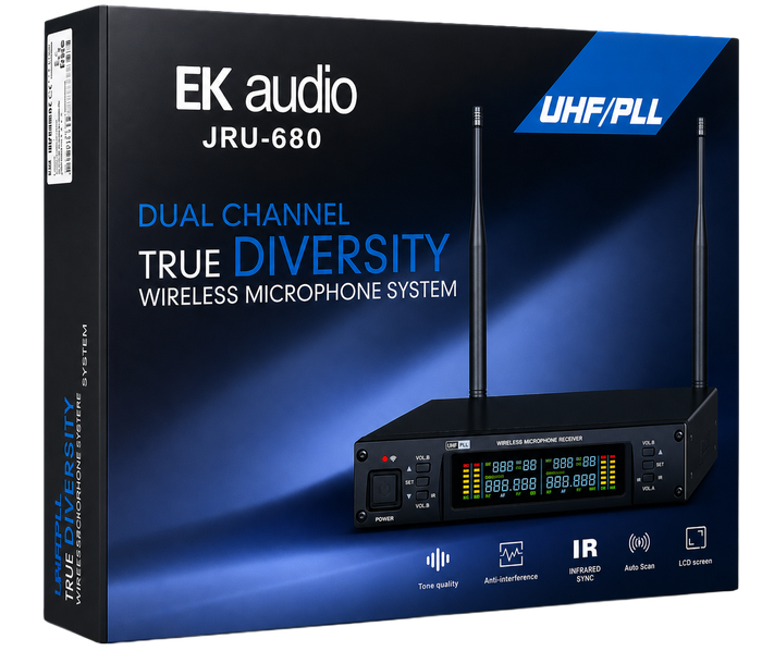 Ek JRU680 Sistema Inalámbrico UHF PLL True Diversity con Micrófono de Mano