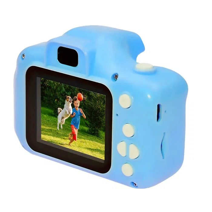 Celly KIDSCAMERA3LB Cámara Digital para Niños, 3 MP, Graba Video, Pantalla Colorida, Resistente, Incluye Correa y Cable Micro USB, Color Azul Claro