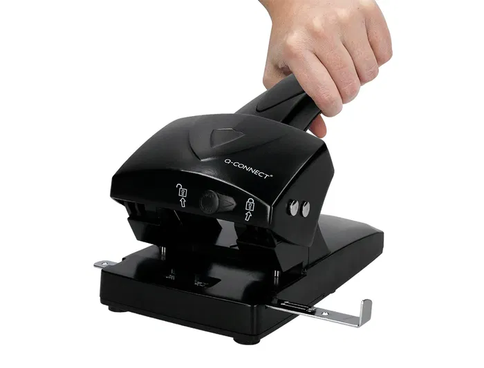 Q-connect Taladrador KF01237 Negro, Capacidad 65 Hojas, Apertura 6,5 mm