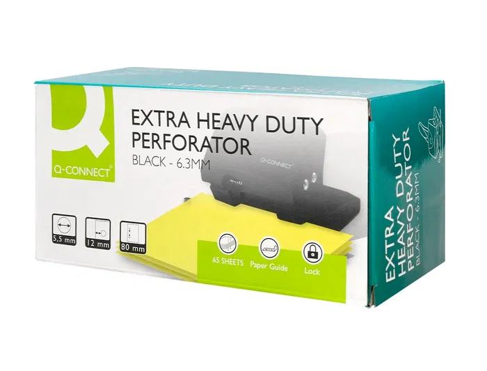 Q-connect Taladrador KF01237 Negro, Capacidad 65 Hojas, Apertura 6,5 mm