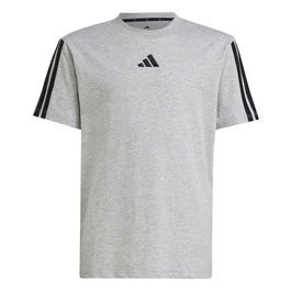 Camiseta de Manga Corta Infantil Adidas 3stripes Negro Gris claro L