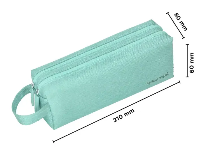 Liderpapel Estuche portatodo Classic rectangular con asa, 2 cremalleras, verde manzana Liderpapel Estuche portatodo Classic rectangular con asa, 2 cremalleras, verde manzana