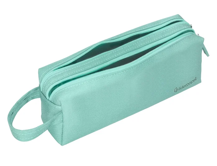 Liderpapel Estuche portatodo Classic rectangular con asa, 2 cremalleras, verde manzana Liderpapel Estuche portatodo Classic rectangular con asa, 2 cremalleras, verde manzana