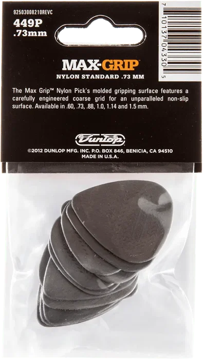 Dunlop Max-Grip / Nylon Std - 0,73Mm Púas para Guitarra, Pack 12 Unidades Dunlop Max-Grip / Nylon Std - 0,73Mm Púas para Guitarra, Pack 12 Unidades